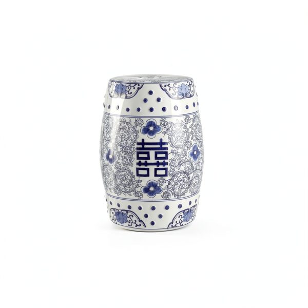Garden Stool JONATHAN Y TBL1013A 18in Blue/White Chinoiserie Ceramic-4